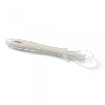 BABYONO Lyžička silikónová - beige 6m+