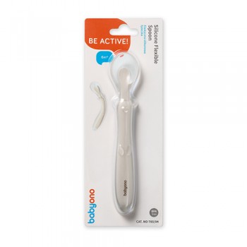 BABYONO Lyžička silikónová - beige 6m+