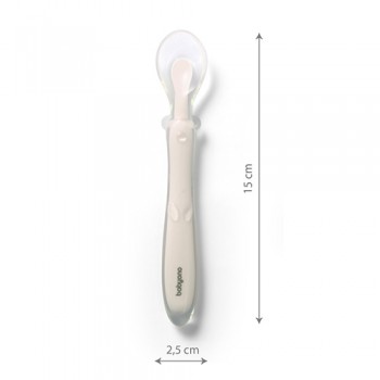 BABYONO Lyžička silikónová - beige 6m+