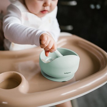 BABYONO Miska silikónová s prísavkou - sage 6m+