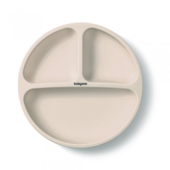 BABYONO Tanier silikónový s prísavkou - beige 6m+