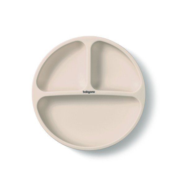 BABYONO Tanier silikónový s prísavkou - beige 6m+