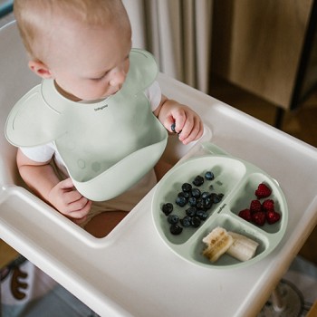 BABYONO Tanier silikónový s prísavkou - sage 6m+