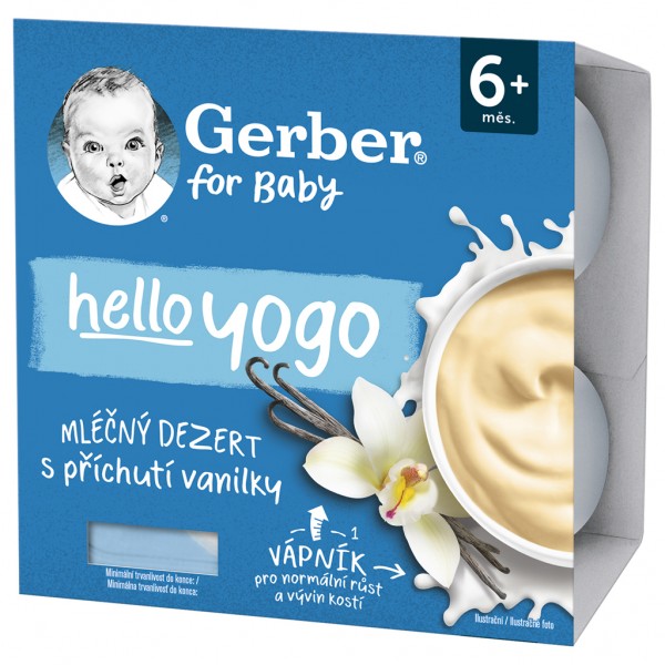 GERBER Dezert mliečny s príchuťou vanilky Hello yogo 4x100 g