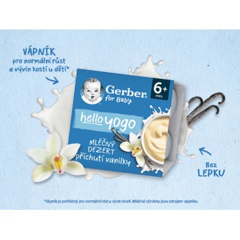 GERBER Dezert mliečny s príchuťou vanilky Hello yogo 4x100 g