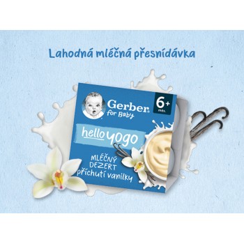 GERBER Dezert mliečny s príchuťou vanilky Hello yogo 4x100 g