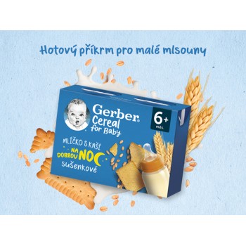 GERBER Mliečko s kašou sušienkové Cereal 2x200 ml
