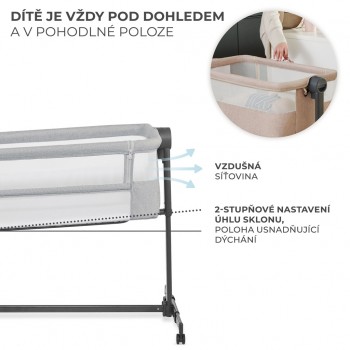 KINDERKRAFT Postieľka detská polohovateľná Neste Up2 Light Grey