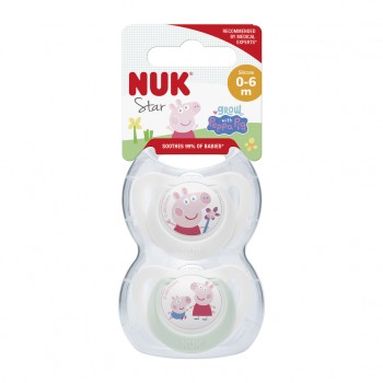 NUK Cumlík silikónový Star Peppa Pig 0-6 m. 2 ks