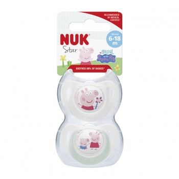 NUK Cumlík silikónový Star Peppa Pig 6-18m. 2 ks