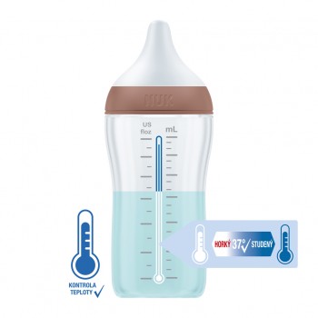 NUK Fľaša kojenecká Mickey s kontrolou teploty Perfect Match 260 ml červená