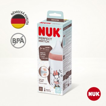 NUK Fľaša kojenecká Mickey s kontrolou teploty Perfect Match 260 ml červená