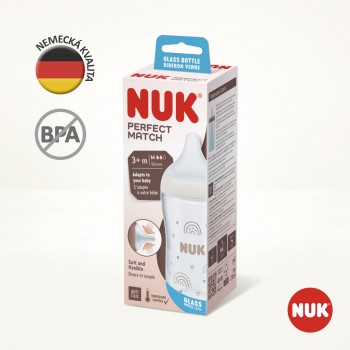 NUK Fľaša kojenecká sklenená s kontrolou teploty Perfect Match 230 ml