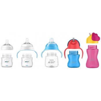 Philips AVENT Hrnček 200 ml Bendy s ohybnou slamkou dievča+darček PETITE&MARS Miska 6m+