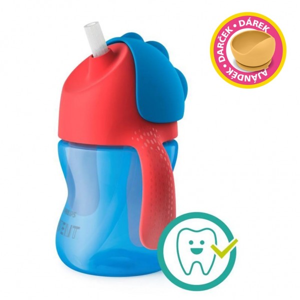 Philips AVENT Hrnček 200 ml Bendy s ohybnou slamkou chlapec+darček PETITE&MARS Miska 6m+