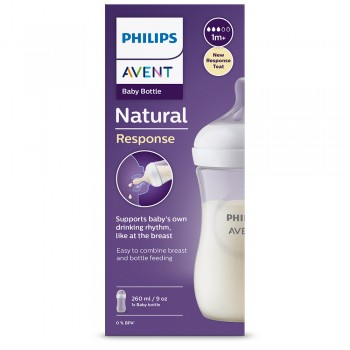Philips AVENT Fľaša Natural Response 260 ml, 1m+darček PETITE&MARS Miska 6m+