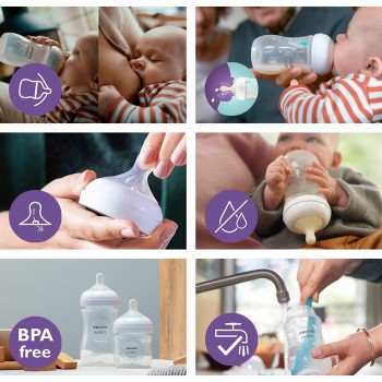Philips AVENT Fľaša Natural Response s ventilom AirFree 260 ml, 1m+darček PETITE&MARS Miska 6m+