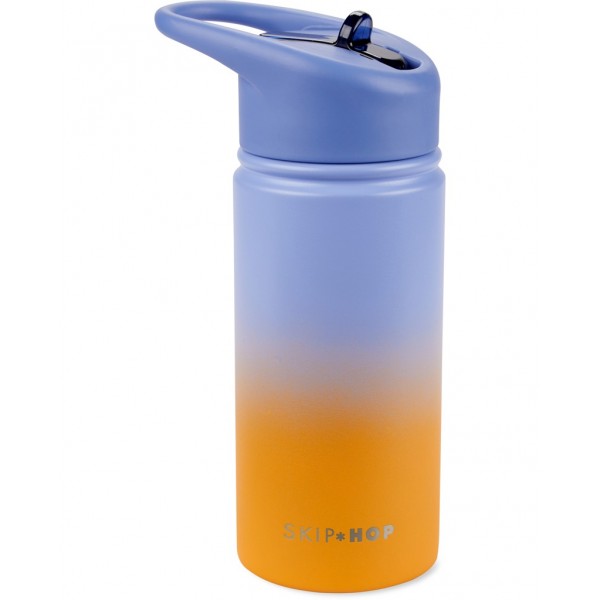 SKIP HOP Fľaša so slamkou nerezová Wander - ombré blue, 450ml
