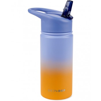 SKIP HOP Fľaša so slamkou nerezová Wander - ombré blue, 450ml