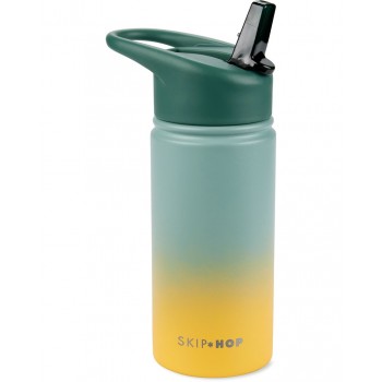 SKIP HOP Fľaša so slamkou nerezová Wander - ombré green, 450ml