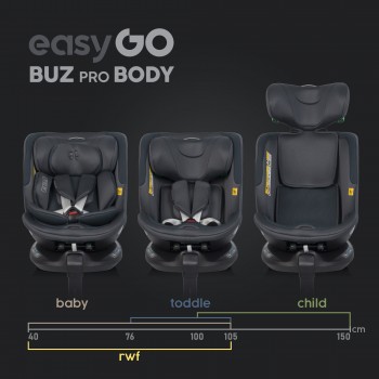 Autosedačka EasyGo Buz Pro Body Granito od 40-150 cm
