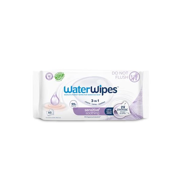 12x WATERWIPES Obrúsky vlhčené Soothing clean bez obsahu plastov 60 ks ( 720 ks )