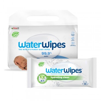 4x WATERWIPES Obrúsky vlhčené 60 ks (240 ks) + Novinka Hydrating clean obrúsky 60 ks ZADARMO