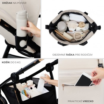 KINDERKRAFT Kočík kombinovaný Nea 2 2v1 Lunar Black Bizuu