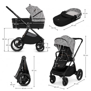 KINDERKRAFT Kočík kombinovaný Nea 2 2v1 Lunar Black Bizuu