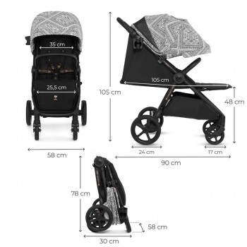 KINDERKRAFT Kočík športový Mitzy Lunar Black Bizuu