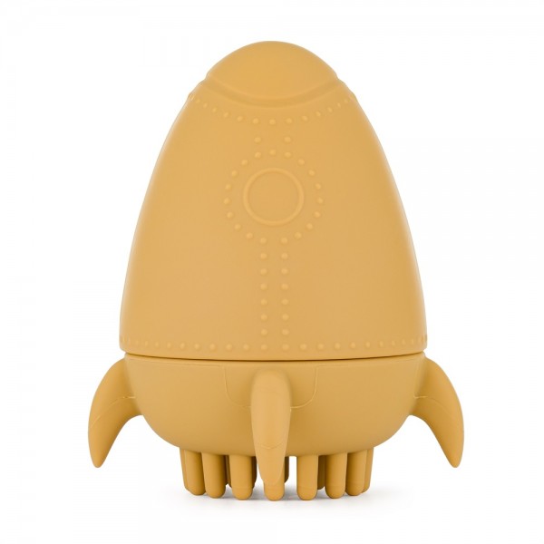PETITE&MARS Hračka silikónová do vody s kefkou Splashy Rocket Intense Ochre 6m+