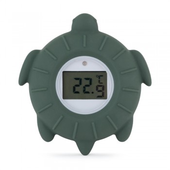 PETITE&MARS Teplomer silikónový digitálny do vody Turtle Terry Misty Green 0m+