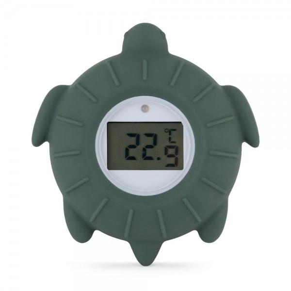 PETITE&MARS Teplomer silikónový digitálny do vody Turtle Terry Misty Green 0m+