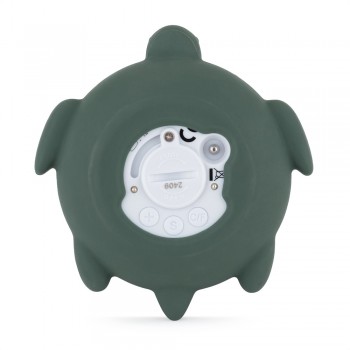 PETITE&MARS Teplomer silikónový digitálny do vody Turtle Terry Misty Green 0m+
