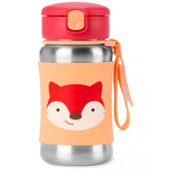 SKIP HOP Spark Style Fľaša so slamkou na vodu nerez Líška 12m+