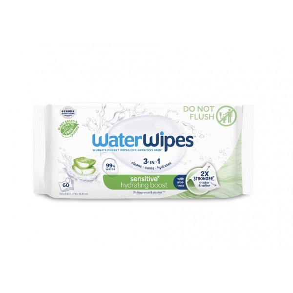 WATERWIPES Obrúsky vlhčené Hydrating clean bez obsahu plastov 60 ks
