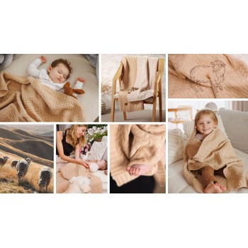 BABYONO Deka z merino vlny 75 x 100 cm dark beige 0m+
