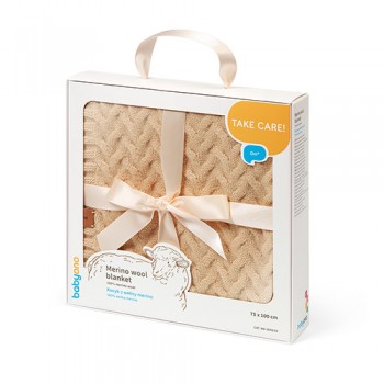 BABYONO Deka z merino vlny 75 x 100 cm dark beige 0m+