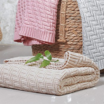 BABYONO Deka z organickej bavlny pletená 75 x 100 cm beige 0m+