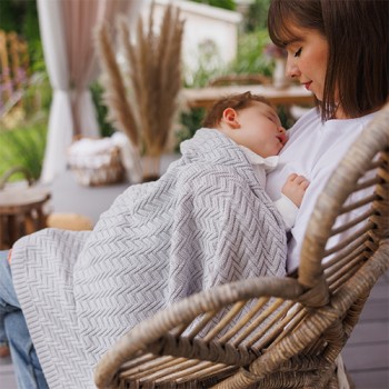 BABYONO Deka z organickej bavlny pletená 75 x 100 cm grey 0m+