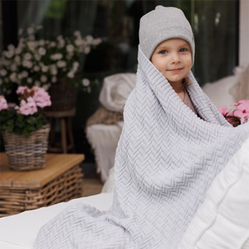BABYONO Deka z organickej bavlny pletená 75 x 100 cm grey 0m+