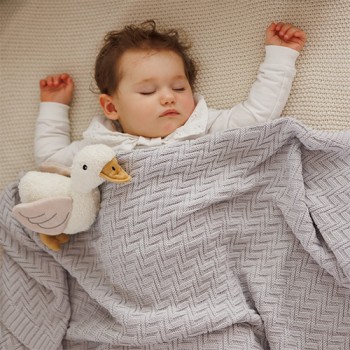 BABYONO Deka z organickej bavlny pletená 75 x 100 cm grey 0m+