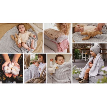 BABYONO Deka z organickej bavlny pletená 75 x 100 cm grey 0m+