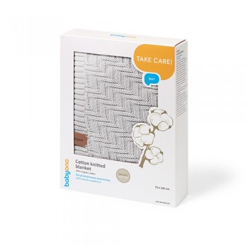 BABYONO Deka z organickej bavlny pletená 75 x 100 cm grey 0m+