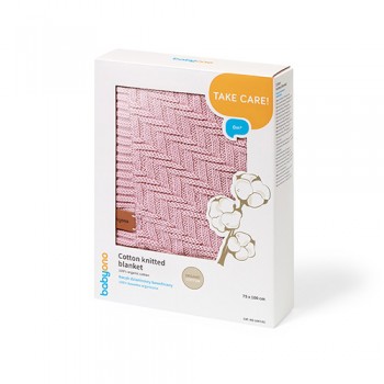 BABYONO Deka z organickej bavlny pletená 75 x 100 cm pink 0m+