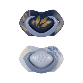 CANPOL BABIES Cumlík silikónový symetrický Light touch GOLD 18m+m 2ks modrý