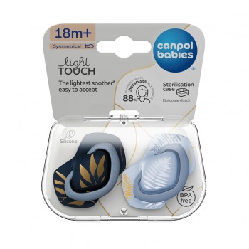 CANPOL BABIES Cumlík silikónový symetrický Light touch GOLD 18m+m 2ks modrý