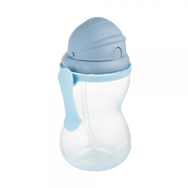 CANPOL BABIES Fľaša športová so silikónovou slamkou 370ml 12m+ modrá