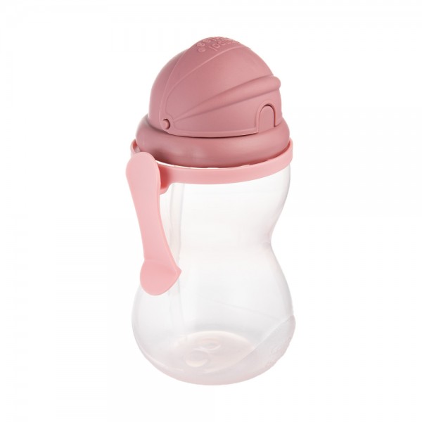 CANPOL BABIES Fľaša športová so silikónovou slamkou 370ml 12m+ ružová