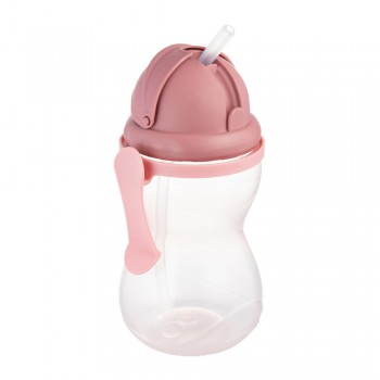 CANPOL BABIES Fľaša športová so silikónovou slamkou 370ml 12m+ ružová